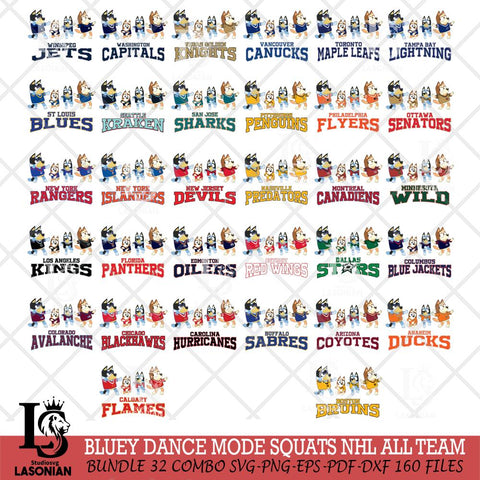 Bluey Dance Mode Squats NHL ALL TEAM Svg Eps Dxf Png File, Digital Download, Instant Download