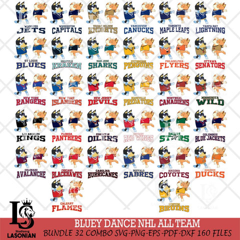 Bluey Dance NHL ALL TEAM Svg Eps Dxf Png File, Digital Download, Instant Download