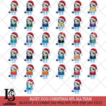 Bluey Dog Christmas NFL ALL TEAM Svg Eps Dxf Png File, Digital Download, Instant Download