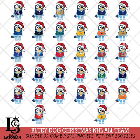 Bluey Dog Christmas NHL ALL TEAM Svg Eps Dxf Png File, Digital Download, Instant Download