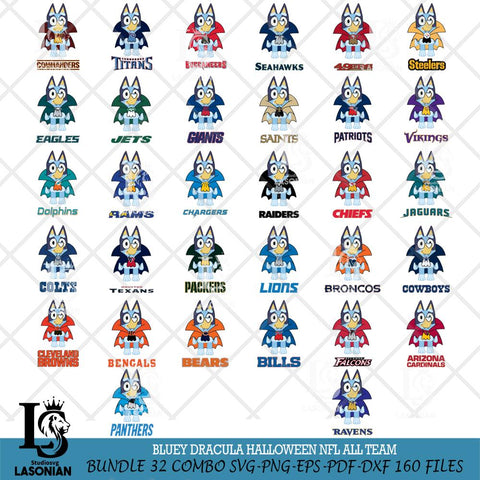 Bluey Dracula Halloween NFL Svg Eps Dxf Png File, Digital Download, Instant Download