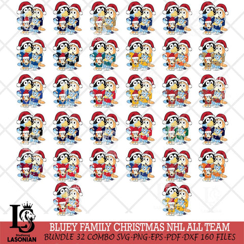 Bluey Family Christmas NHL ALL TEAM Svg Eps Dxf Png File, Digital Download, Instant Download