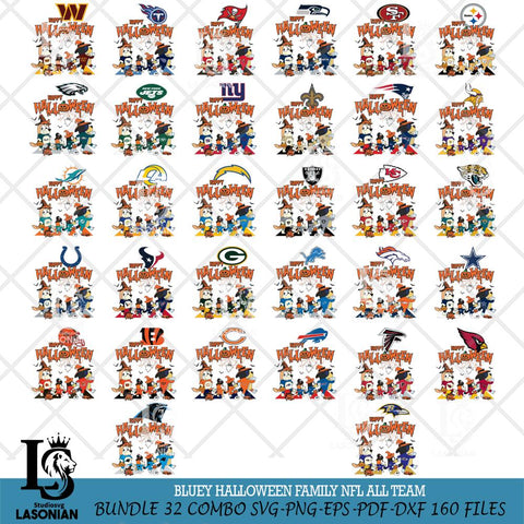 Bluey Halloween Family NFL Svg Eps Dxf Png File, Digital Download, Instant Download