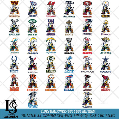 Bluey Halloween NFL 2 NFL Svg Eps Dxf Png File, Digital Download, Instant Download