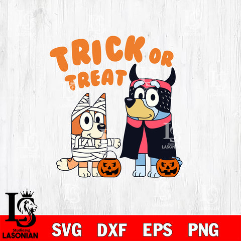 Bluey Halloween trick or treat Svg Eps Dxf Png File, Digital Download, Instant Download