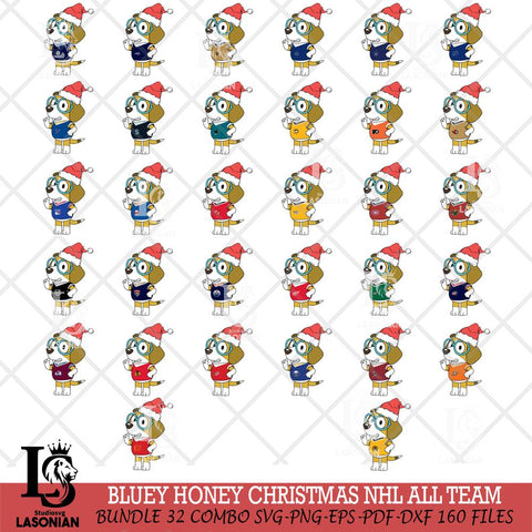 Bluey Honey Christmas NHL ALL TEAM Svg Eps Dxf Png File, Digital Download, Instant Download
