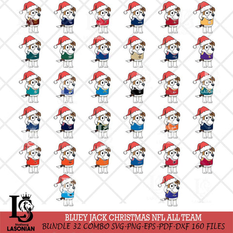 Bluey Jack Christmas NFL ALL TEAM Svg Eps Dxf Png File, Digital Download, Instant Download