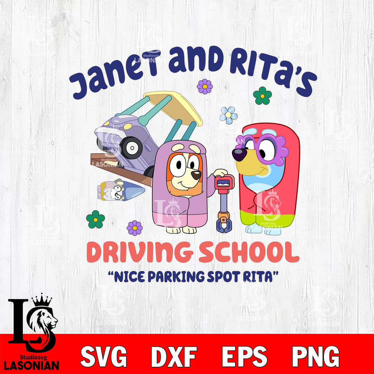 Bluey Janet and Rita Driving School – lasoniansvg