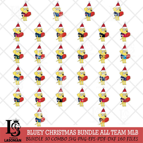 Bluey Lucky Christmas MLB ALL TEAM Svg Eps Dxf Png File, Digital Download, Instant Download