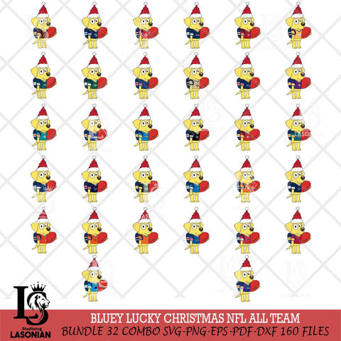 Bluey Lucky Christmas NFL ALL TEAM Svg Eps Dxf Png File, Digital Download, Instant Download