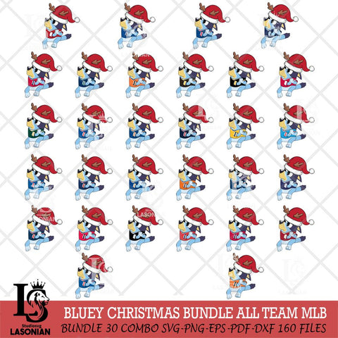 Bluey Santa Claus Christmas MLB ALL TEAM Svg Eps Dxf Png File, Digital Download, Instant Download