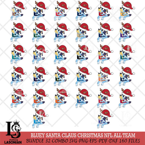 Bluey Santa Claus Christmas NFL ALL TEAM Svg Eps Dxf Png File, Digital Download, Instant Download