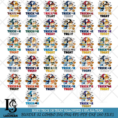 Bluey Trick or Treat Halloween 2 NFL Svg Eps Dxf Png File, Digital Download, Instant Download
