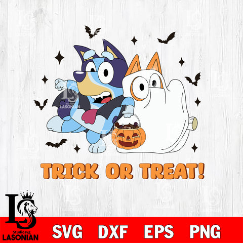 Bluey Trick or Treat Halloween Svg Eps Dxf Png File, Digital Download, Instant Download