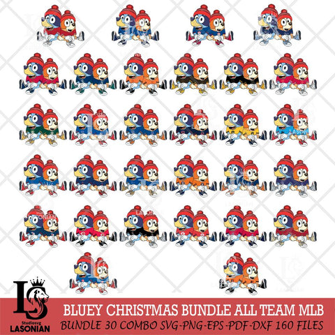Bluey & Bingo Christmas MLB ALL TEAM Svg Eps Dxf Png File, Digital Download, Instant Download
