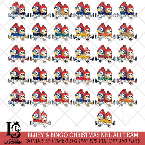 Bluey & Bingo Christmas NHL ALL TEAM Svg Eps Dxf Png File, Digital Download, Instant Download