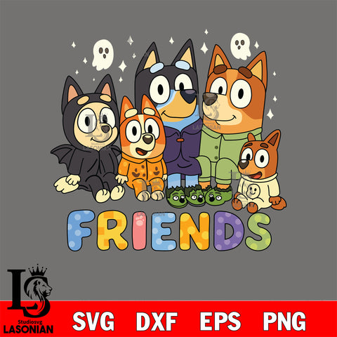 Bluey halloween friends SVG DXF EPS PNG FILE,Halloween File Cut, NCAA Digital Download,Instant Download,Christmas Silhouette