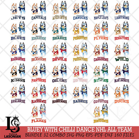 Bluey with Chilli Dance NHL ALL TEAM Svg Eps Dxf Png File, Digital Download, Instant Download