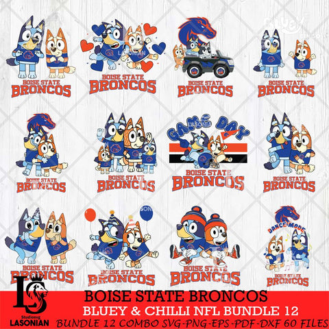 Boise State Broncos Bluey & Bingo Bundle 12 SVG Svg Eps Dxf Png File, Bundle NCAA svg, Digital Download, Instant Download