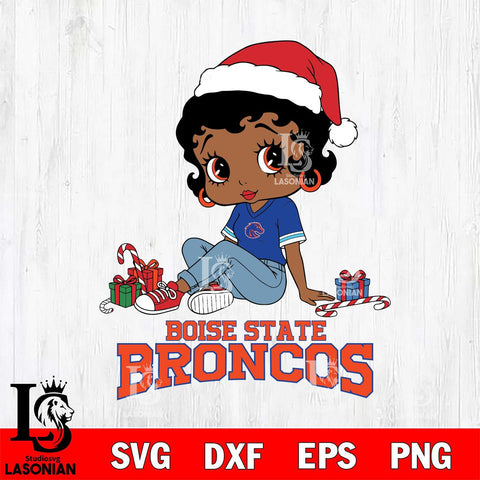 Boise State Broncos Betty Boop Christmas File Cut, NCAA SVG DXF EPS PNG PDF File, Digital Download , Criucut , Silhouette