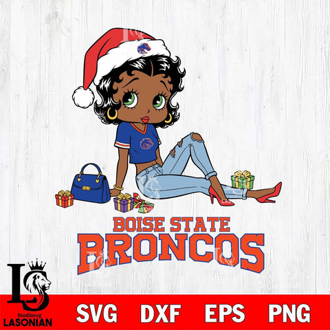 Boise State Broncos Betty Boop Christmas Packing File Cut, NCAA SVG DXF EPS PNG PDF File, Digital Download , Criucut , Silhouette