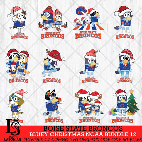 Boise State Broncos Bluey Christmas NCAA Bundle 12 Cricut File Cut Files , Bluey Cricut , Christmas Svg , Bluey svg , Digital Download, dxf eps png pdf file