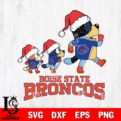 Boise State Broncos Bluey Family Christmas Svg Eps Dxf Png File, Digital Download