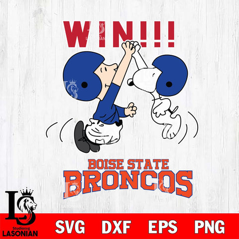 Boise State Broncos Charlie Brown and Snoopy Win Svg Eps Dxf Png File, NCAA svg , Digital Download , Instant Download, Cricut File