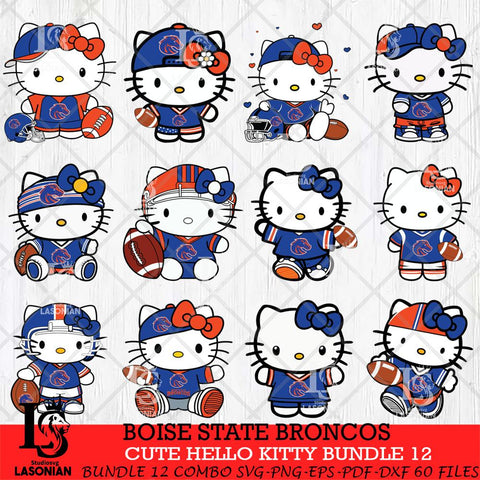 Boise State Broncos Cute Hello Kitty Bundle 12 SVG Eps Dxf Png File, NCAA Bundle svg, Digital Download, Instant Download