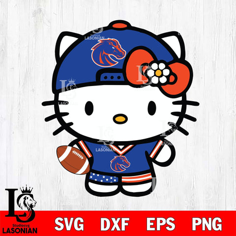 Boise State Broncos Cute Hello Kitty Football 10 Svg Eps Dxf Png File, NCAA svg, Digital Download, Instant Download
