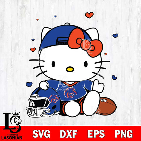 Boise State Broncos Cute Hello Kitty Football Svg Eps Dxf Png File, NCAA svg, Digital Download, Instant Download