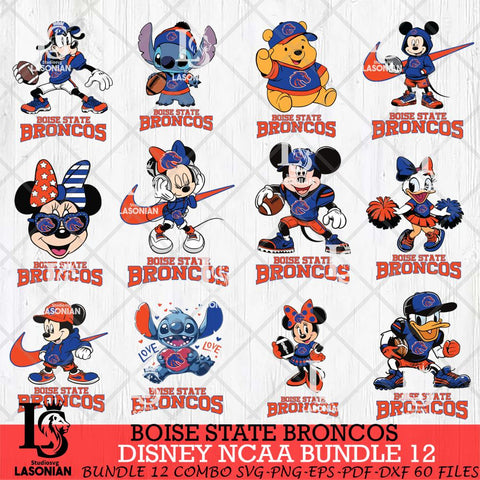 Boise State Broncos Disney NCAA Bundle Svg PNG 12 Svg Eps Dxf Png File, Digital Download