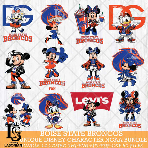 Boise State Broncos Disney character NCAA Bundle 12 Svg Eps Dxf Png File, Digital Download, Instant Download