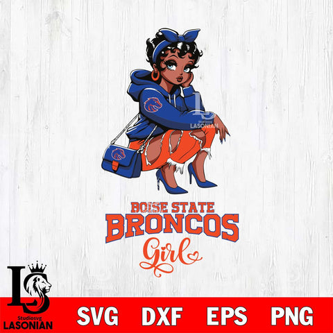 Boise State Broncos Fashion Black Fan Girl Betty Boop, Svg Eps Dxf Png File, Digital Download