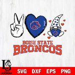 Boise State Broncos Gnomes Peace & Love Svg Eps Dxf Png File, Digital Download, Instant Download