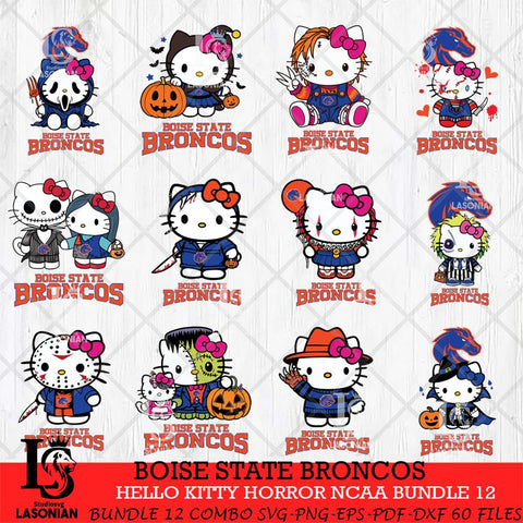 Boise State Broncos Hello Kitty Horror NCAA Bundle 12 SVG Svg Eps Dxf Png File, Digital Download