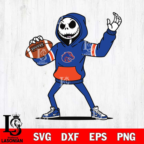 Boise State Broncos Jack Skellington Football Christmas File Cut, NCAA SVG DXF EPS PNG FILE, Digital Download , Criucut , Silhouette