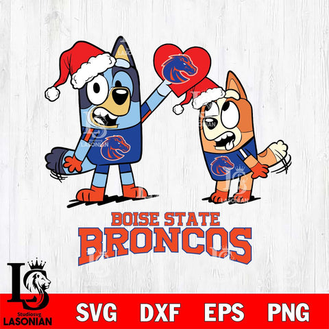 Boise State Broncos Love Bluey Christmas Svg Eps Dxf Png File, Digital Download