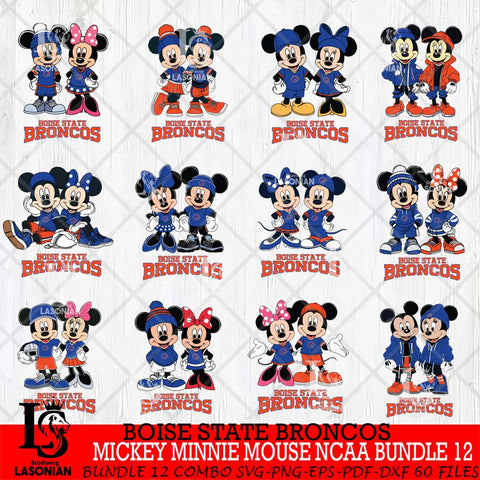Boise State Broncos Mickey Minnie Mouse NCAA Bundle 12 Svg Eps Dxf Png File, Bundle NCAA svg , File Cut , Digital Download , Instant Download, Cut Svg Files