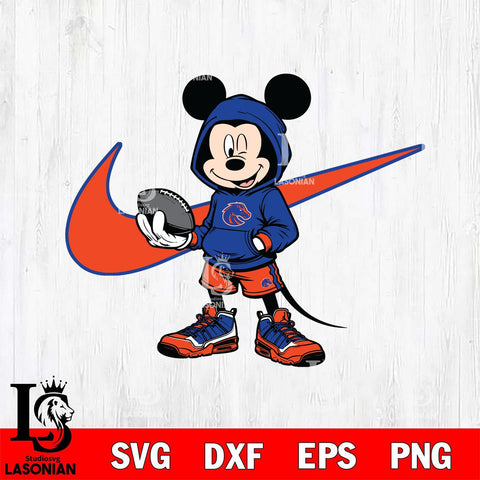Boise State Broncos Mickey Wearing Hoodie Sport Svg Eps Dxf Png File, NCAA svg, Digital Download, Instant Download