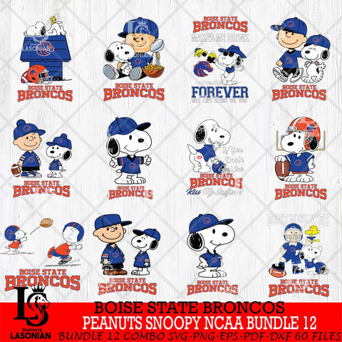 Boise State Broncos Peanuts Snoopy Player NCAA Bundle 12 SVG DXF EPS PNG FILE,Snoopy File Cut, bundle NCAA Digital Download,Instant Download, Silhouette