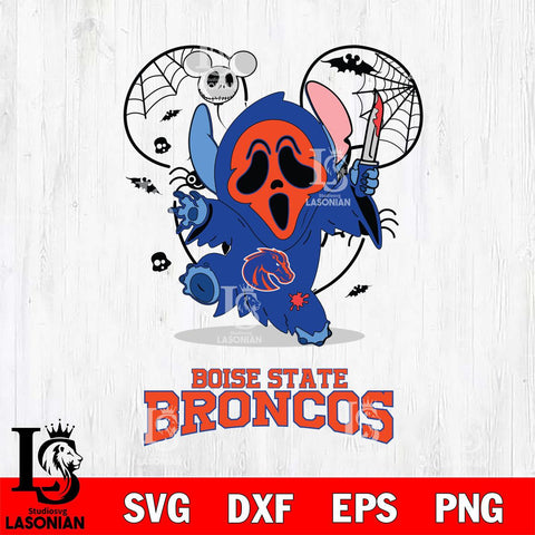 Boise State Broncos Stitch Ghost Face Halloween 2 Svg Eps Dxf Png File, Digital Download, Instant Download