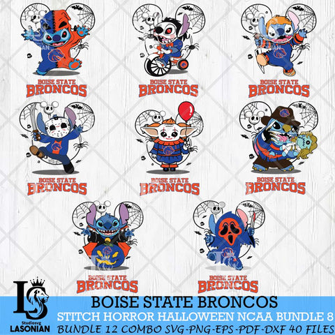 Boise State Broncos Stitch Horror Halloween Bundle NCAA Svg Eps Dxf Png File, Digital Download, Instant Download