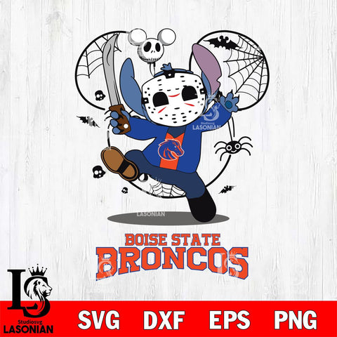 Boise State Broncos Stitch jason voorhees Halloween Svg Eps Dxf Png File, Digital Download, Instant Download
