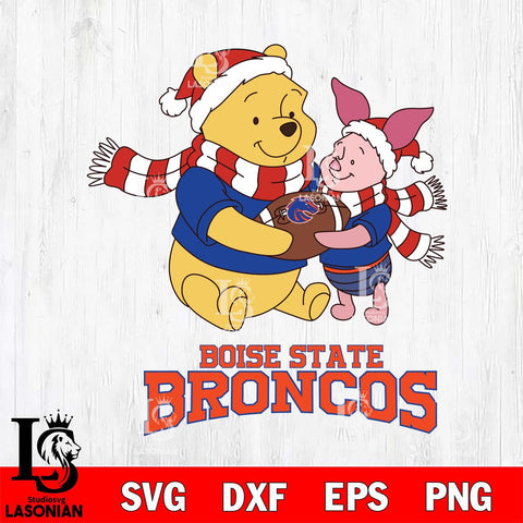 Boise State Broncos Winnie the Pooh & Piglet Football Cricut,Christmas SVG DXF EPS PNG FILE, NCAA Digital Download,Instant Download, Silhouette