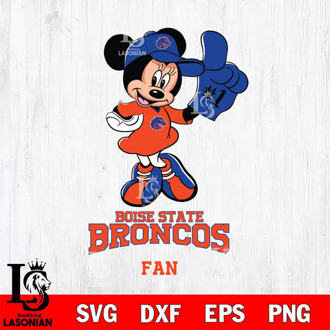 Boise State Broncos #1 Fan Minnie Mouse Svg Eps Dxf Png File, Digital Download, Instant Download