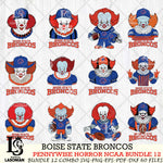 Boise State Broncos  Pennywise Horror NCAA Bundle 12 SVG Svg Eps Dxf Png File, Digital Download