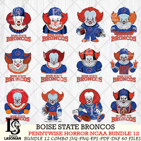 Boise State Broncos  Pennywise Horror NCAA Bundle 12 SVG Svg Eps Dxf Png File, Digital Download