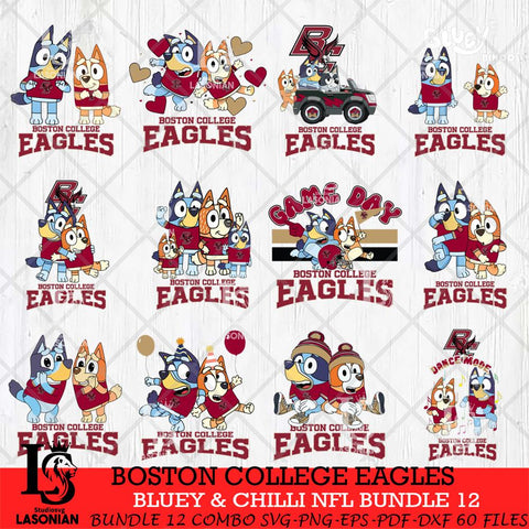 Boston College Eagles Bluey & Bingo Bundle 12 SVG Svg Eps Dxf Png File, Bundle NCAA svg, Digital Download, Instant Download