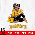 Boston Bruins Awesome Black Fan Girl Betty Boop, Svg Eps Dxf Png File, Digital Download
